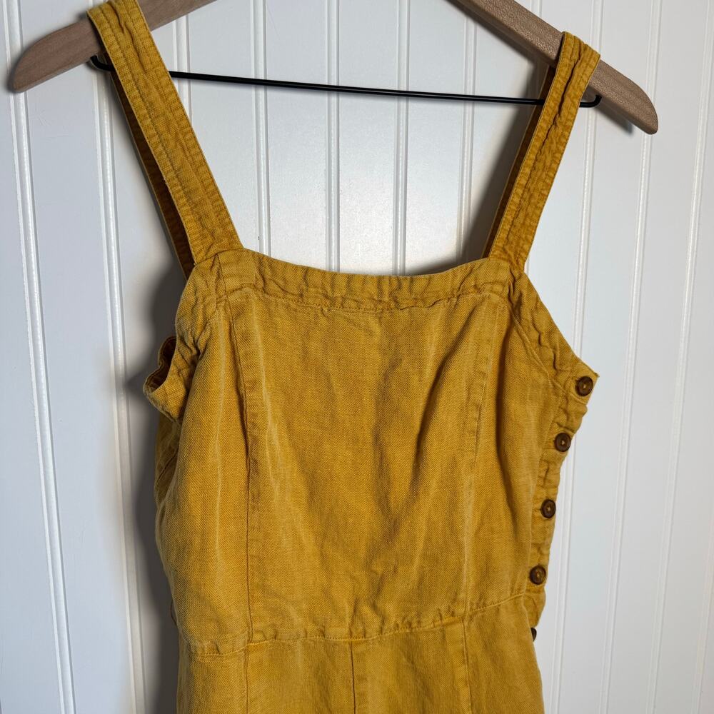 C&C California Yellow Overalls Linen Blend Women’s Size 4 - Picture 2 of 12